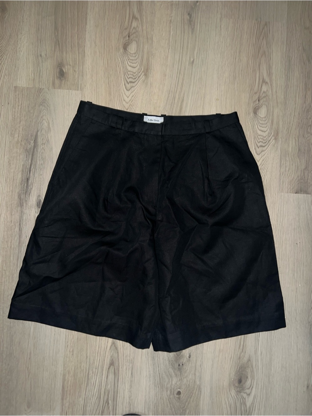 NWT & Other Stories Black Tailored Bermuda Shorts Size 12 Cotton Linen Blend